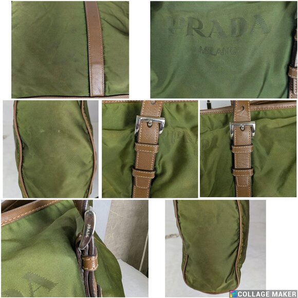 Authentic Prada Nylon Classic Handbag Olive Green Made In Italy - Picture 15 of 16